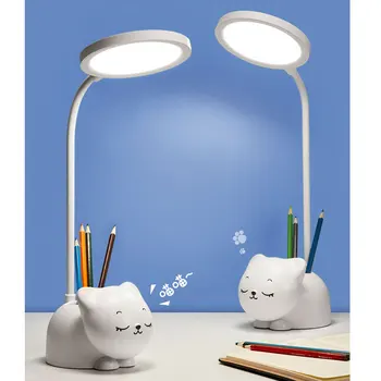 Funny Cat Pen Indehaveren LED bordlampe for Børn Soveværelse USB-Power LED-Undersøgelse læselampe Lys for Kids Animal Led Nat Lys