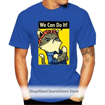 Funny Cat Vi Kan Gøre Det T-shirt Til Mænd Plus Size Bomuld Team t-Shirt 4XL 5XL 6XL Camiseta