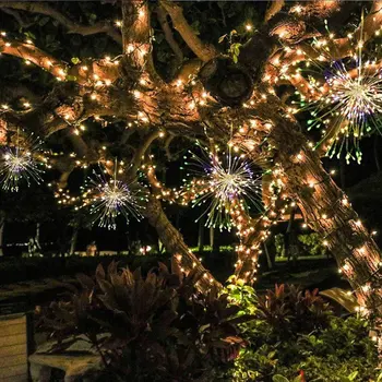 Fyrværkeri Lyser Led Kobbertråd Starburst String Lys 8 Modes Kulørte Lamper Med Fjernbetjening Jul Dekorative Lys Til Fest
