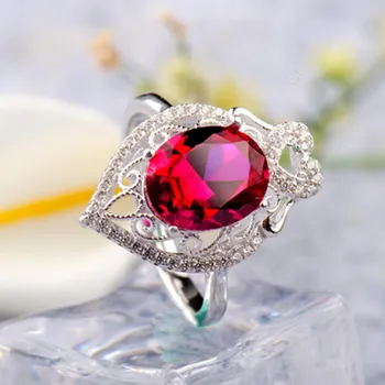 FYSL Rosa Guld Farve Oval Form Afsnittet Red Cubic Zirconia Resizable Finger Ring til Jubilæum Gave Smykker
