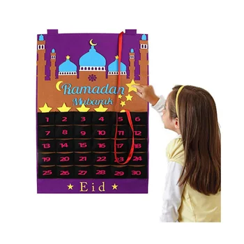 Følte Ramadanen, Eid Mubarak Kareem Væggen Hænger Nummererede Nedtælling Kalender Planner W0YF