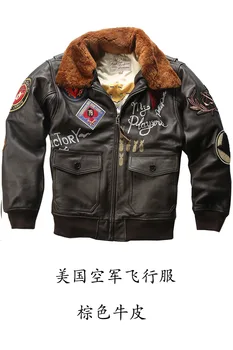 G1 Air force flight jakke mænd Tom Cruise pels krave ko læder pilot jakke mænd top gan Graffiti vinter ægte læder frakke