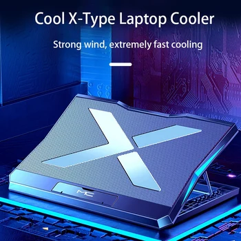 Gaming Laptops Køligere Cooling Pad RGB 6 Fans Gaming Cool Stå Justerbar Bærbare Laptop Stand Riser med To USB-Porte,