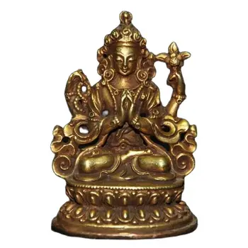 Gamle Tibet Bronze 24K Guld Forgyldt 4 Arm Tara Kwan-Yin Guanyin Gudinde Buddha-Statue Statuer til Dekoration Samling Pynt