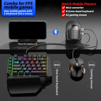 GAMWING Mix3 Tastatur og Mus Converter Sæt med RGB Mekanisk Spil F6 En-Hånds Keyboard og G2 Mus Matchende Converter