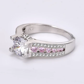 Garilina Mode Smykker Pink Og Hvid Østrigske Krystaller, Sølv Farve ring For Kvinders Jubilæum Bryllup Gave AR2261
