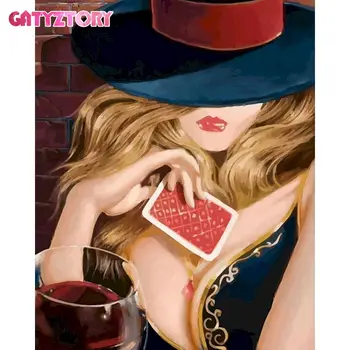 GATYZTORY DIY-Maleri Af Numre Kits For Voksne Poker Skønhed Maling Håndmalet Gave, Farvelægning Af Tal Moderne Hjem Decor