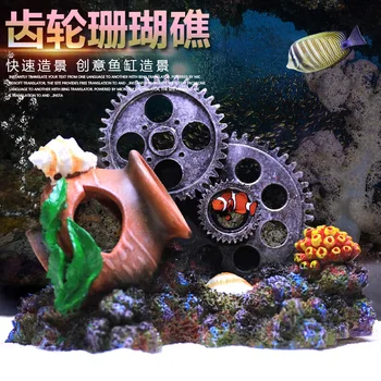 Gear Coral Reef Aquarium Sea Ocean Træ Skjule Hold Sten Rock Model Fof Fisk Tank Action Figur Legetøj Dekoration Håndværk Landscap
