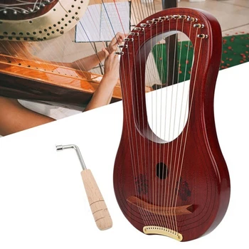 GECKO 15-Strenget Lyre Harpe Mahogni Massivt Træ Metal Strenge Strengeinstrumenter for musikelskere Begyndere,Osv.