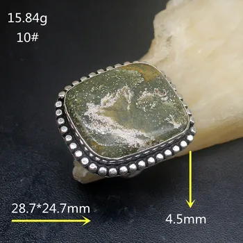 Gemstonefactory Smykker Stor Forfremmelse Enkelt Unikke 925 Sølv Naturlige Ocean Jaspis Charms Kvinder Mænd Gaver-Ringe 10# 20213075