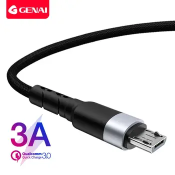 GENAI 3A USB-mikrokablet Mobiltelefon Kabler Hurtig Opladning Ledningen Til Huawei Xiaomi Samsung Hurtig Opladning Wire Data Kabel Android