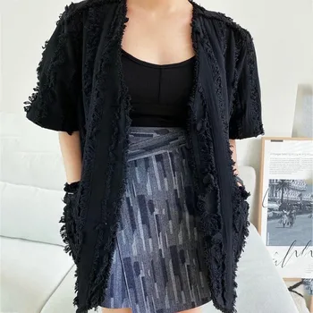 Genayooa Streetwear Hvid Silke Jakker Kvinder Toppe Koreansk Stil Oversize Løs Overtøj Elegante 2021 Sommeren Damer Jakker