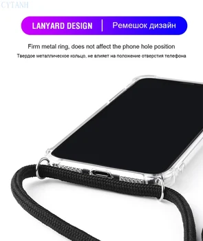 Gennemsigtig soft shell Bære Halskæde Reb Phone Case For Samsung Galaxy A10E 5.83