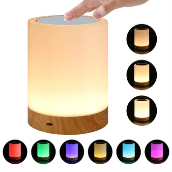 Genopladelige Smart LED-Touch-Kontrol Nat Lys Induktion Lysdæmper Intelligent sengelampe Dæmpbar RGB farveskift#289780