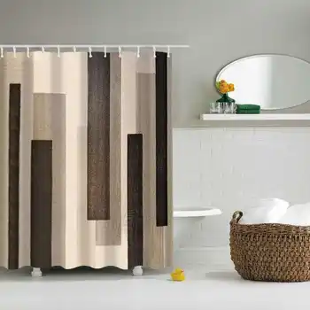 Geometriske Udskrivning badeforhæng Vandtæt Polyester Moderne Brun Badeværelse Gardin Hjem Indretning med Kroge
