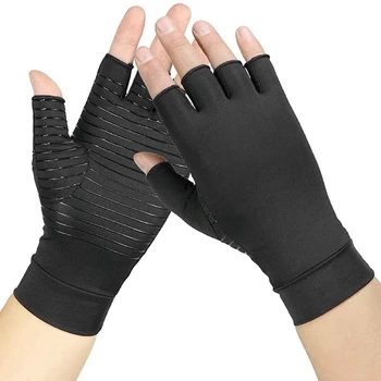 Gigt Kompression Handsker Kobber, Fiber Komfort Gigt Handske for Reumatoid Arthritis Carpal Tunnel Terapi Håndled