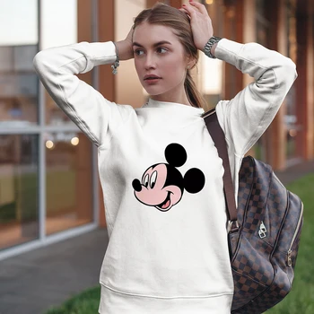 Glad Minnie Print Sweatshirt Disneyland Pullover Hoodie Kawaii Mode Grunge Æstetiske 2021 Nye Komfortabel Jakke Til Efteråret Kvindelige