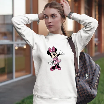 Glad Minnie Print Sweatshirt Disneyland Pullover Hoodie Kawaii Mode Grunge Æstetiske 2021 Nye Komfortabel Jakke Til Efteråret Kvindelige