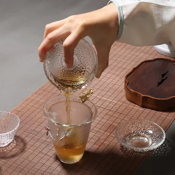 Glas Dække Skålen Husstand Enkel Tyk varmeandig Indlagt Tin Kung Fu Sort Te Pu ' Oong Te Terrinen Teaware Gratis Fragt