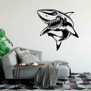 Glubsk Haj Silhuet Vinyl vægoverføringsbilleder Dyr Wall Stickers Til Drenge Værelset Stil Tapet Haj Clip Art Wall Decor DW7706