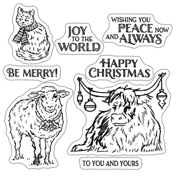 Glædelig Jul Stemning Ord Klare Stempler, der Indstiller og 2020 Nye Dyr Buffalo Får Dør Skære Scrapbooking For Håndværk Kort Gør