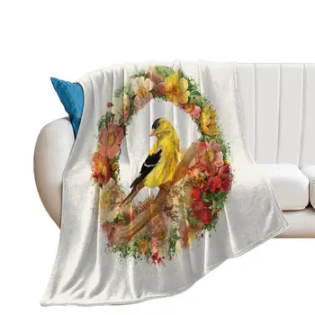 Goldfinch Tæppe Vinter Blødt Tæppe Billige Farverige Fleece Sengetæppe