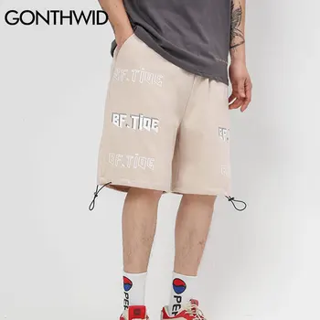GONTHWID Shorts Sweatpants Streetwear Hiphop Casual Baggy Jogging Kort Sweat Pants Herre Harajuku Mode Casual Bukser