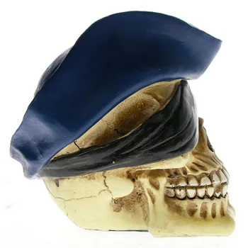 Gothic Pirate Skull Prop Viking Skull Hoved Tricorn Hat Swashbuckler ' Statue Realistisk Pirat Salor Kranie Model Halloween Udsmykning