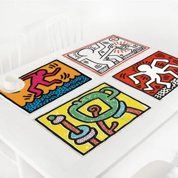 Graffiti Maleri Stel Mat Spisebord Isolering Pad Restaurant Tabel Dekorative Klud Plade Pude Bundmaling Mat