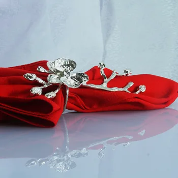 Gratis forsendelse guld sølv blomst servietring, servietholder til bryllup,4 stk