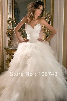 Gratis forsendelse nye 2016 style hot salg romantisk, Sexy bride bryllupper kæreste Brugerdefinerede differentieret beaded brude kjole bryllup kjole