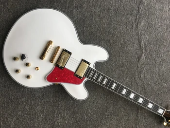 Gratis forsendelse Nye Jazz-guitar hvid med Hollow body Electric Guitar ibenholt gribebræt ærgre bindende elektrisk guitar