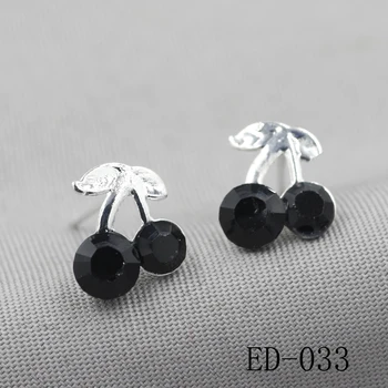 Gratis forsendelse smykker sølv øreringe Cherry blossoms kvindelige krystal af tremella Dejlige kirsebær zircon øreringe & øreringe