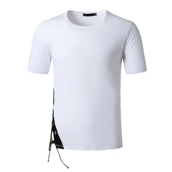 Gratis Forsendelse Sommeren Mænd er T-shirts O-hals Casual t-stykkerne, Hip Hop -, Patchwork-Toppe Harajuku Basic T Shirt Tøj Mand