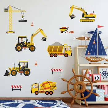 Gravemaskine Engineering Køretøj Wall Stickers Til Børn Dreng Soveværelse Home Decor Tapet DIY selvklæbende PVC-Indretning Decals Vægmalerier