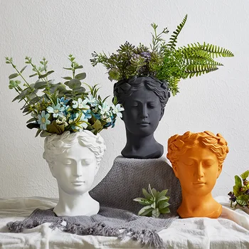 Græsk Flower Pot Gudinde Urtepotter Hoved Retro Venus Vase Hjem Tilbehør Til Udsmykning Ornament Home Decor Bordplade Dekorative