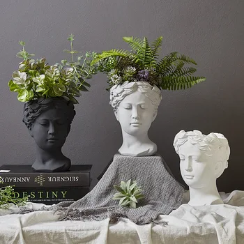 Græsk Flower Pot Gudinde Urtepotter Hoved Retro Venus Vase Hjem Tilbehør Til Udsmykning Ornament Home Decor Bordplade Dekorative