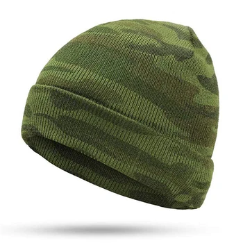 Grøn Camouflage Strik Hat Udendørs Varm Militær Uniform Hat Knogle Varm, Grøn Militær Uniform Hat Til Mænd Og Kvinder
