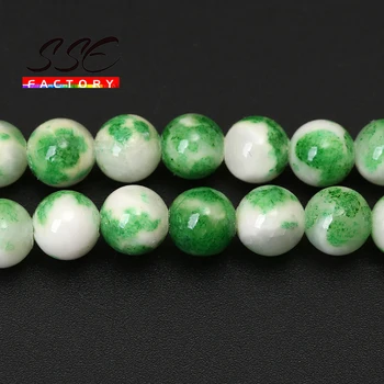 Grøn persiske Jades Naturlige Perle Sten Perler Runde Løs Spacer Perler, 15