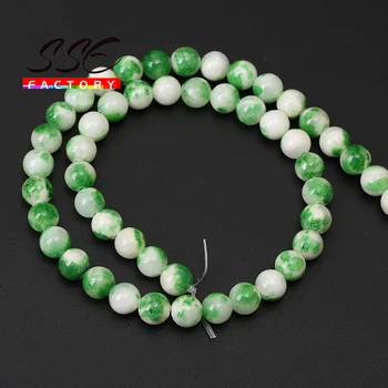 Grøn persiske Jades Naturlige Perle Sten Perler Runde Løs Spacer Perler, 15