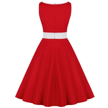 Grøn Rød Kvinder Sommer Kjole Solid Farve, Retro Vintage 50'erne, 60'erne, Afslappet Part Kontor Robe Rockabilly Kjoler Plus Size Vestidos