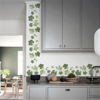 Grønt Blad Vin Wall Stickers, der Bor Soveværelse Hjørne Udsmykning DIY Kunst Vægmaleri Maple Leaf Tapet Home Decor Decal