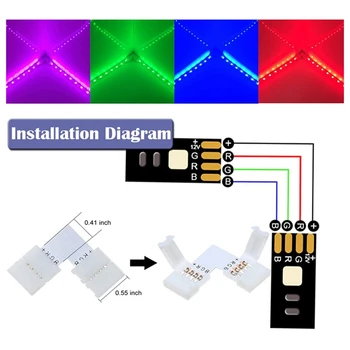 GTBL 16.4 FT(5 M), 4-Pin RGB LED Strip forlængerkabel,LED Strips Stik sæt til 5050 Fleksibel RGB LED Strip Light