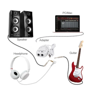 Guitar-Link USB-Guitar Lyd Effektor Guitar lydkort Effektor Computer Kabel-Guitar Forbindelse Guitar Hvid