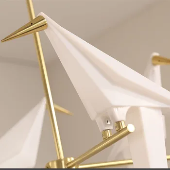Guld Fuglebur Papir Vedhæng Lys Stue, Soveværelse Origami Fugl Lys Køkken Hængende Lampe Spisestue Home Decor