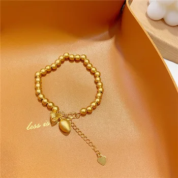Guld Placer Ikke-fading Overførsel Perle Armbånd Kvindelige Lille Lotus Frø, Vedhæng, Armbånd Temperament Armbånd