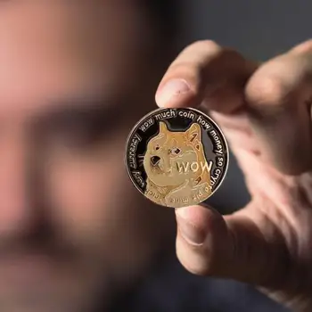 Guld/Sølv Forgyldt Erindringsmønt Dogecoin Doge Coin Farve Tre-dimensionelle Relief Medaljon Badge Virtuel Mønt Souvenir -