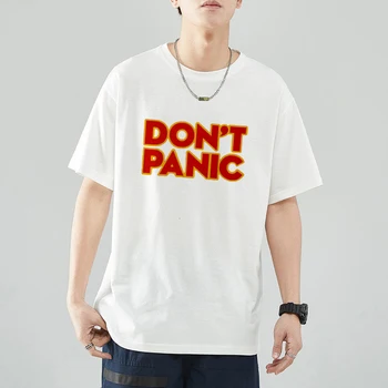 Gå ikke i Panik T-Shirt i Klassisk Nye Ankomsten af Mænd, Sommer Mode Hvid Designer Grafisk Oversize Stil Harajuku Alternativ Tøj