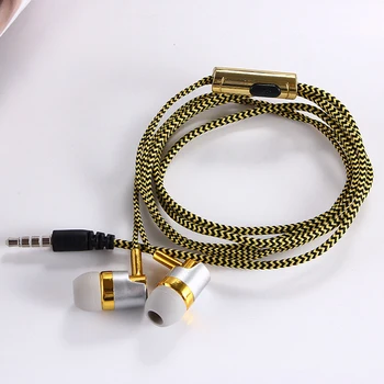 H-169 3,5 mm MP3-MP4 Ledninger Subwoofer Flettet Snor, Universal Music Hovedtelefoner med Hvede-Wire Kontrol