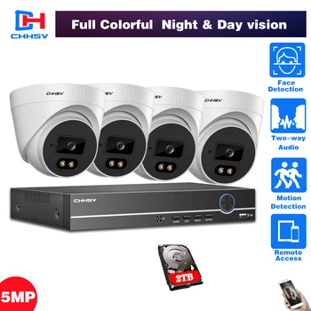 H. 265 Fuld Farve Night Vision Hjem NVR Sikkerhed Kamera System 5MP To-Vejs Lyd, POE Video Overvågning Kamera System-IP-CCTV-Kit